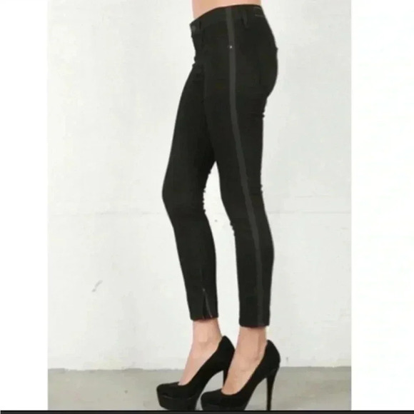 Rag & Bone Midnight Tuxedo Black Zipper Capri Skinny Jeans Sz 24 - Picture 1 of 7